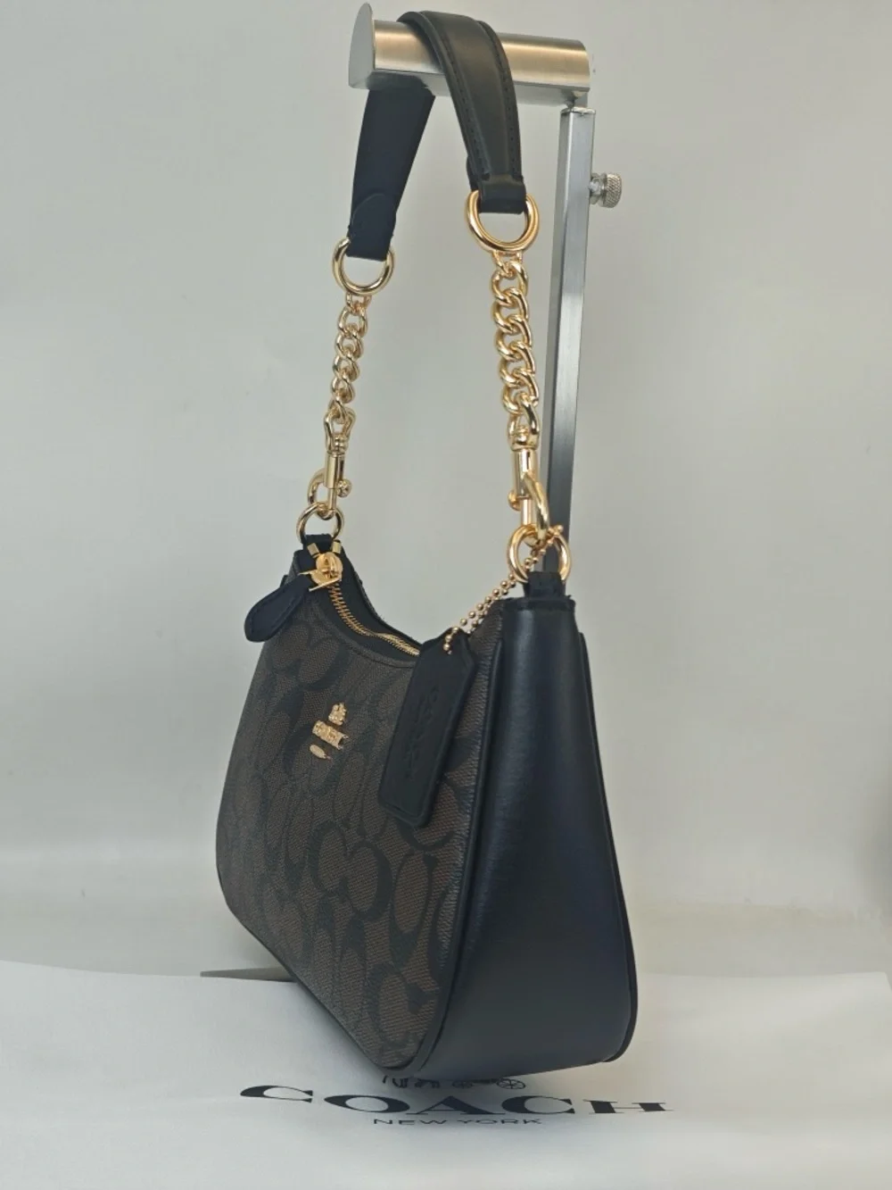 Coach Dark Brown Signature Mini Hobo with Gold Chain - Picture 4 of 12